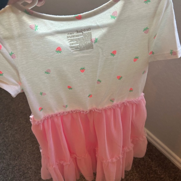 Cat & Jack Girls Spring Pink Tulle Strawberries Tiered Dress - Picture 3 of 5
